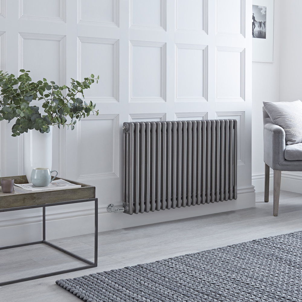 Milano Windsor - Traditional Horizontal 3 Column Electric Radiator - Raw Metal Lacquered 600mm x 1013mm