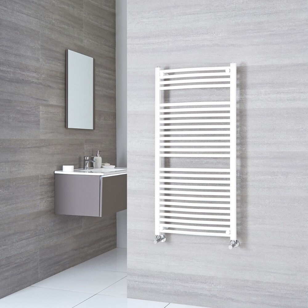 Sterling - White Curved Heated Towel Rail - 1200mm x 500mm