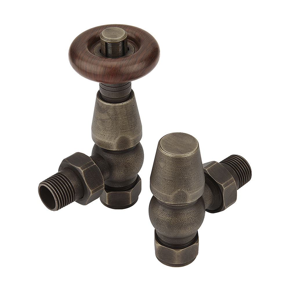 Milano Windsor - Brass Traditional Thermostatic Angled Radiator Valves (Pair)