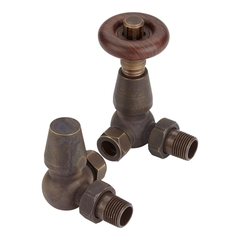 Milano Windsor - Traditional Thermostatic Corner Radiator Valves Brass (Pair)