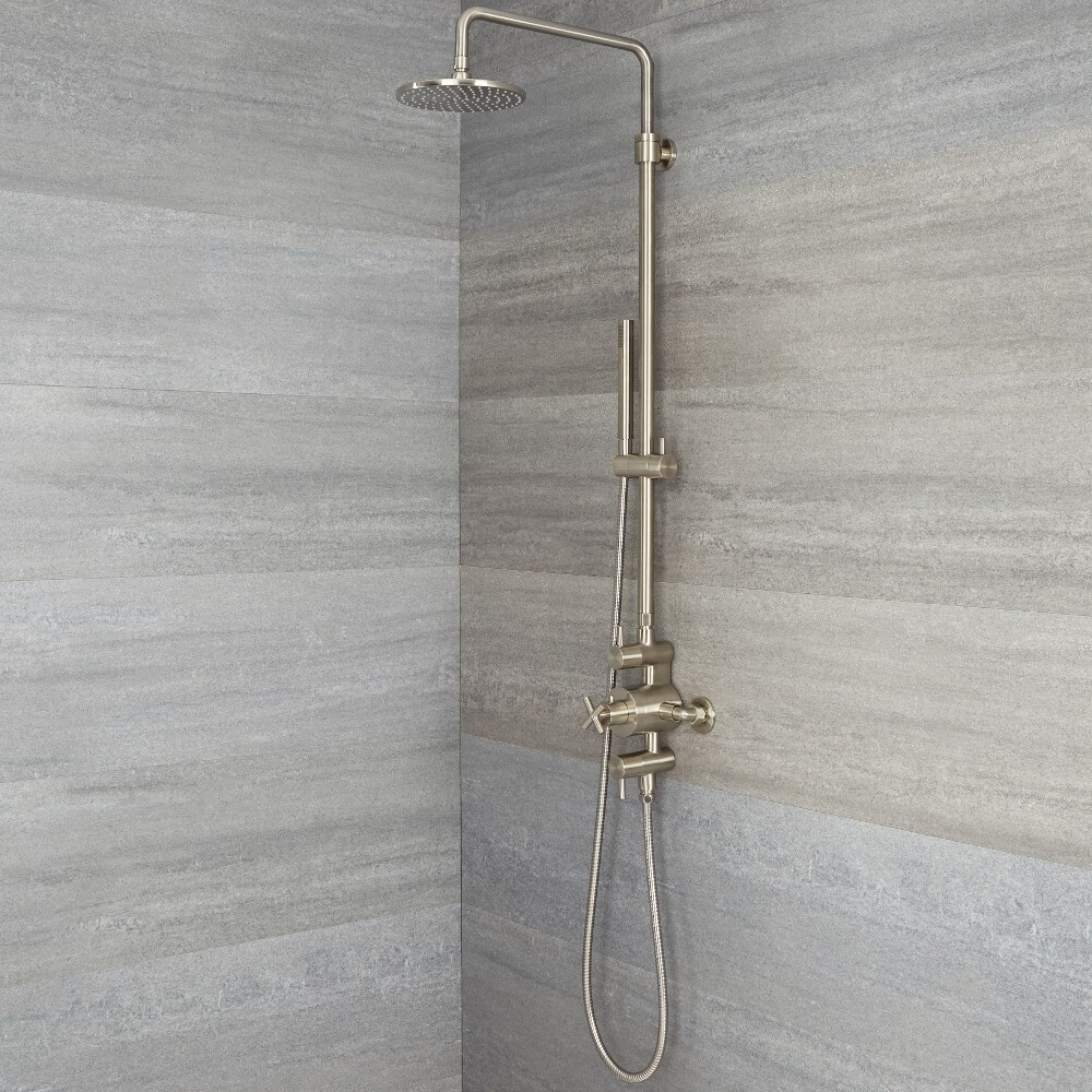 Tec - Modern Brushed Nickel Exposed Shower System