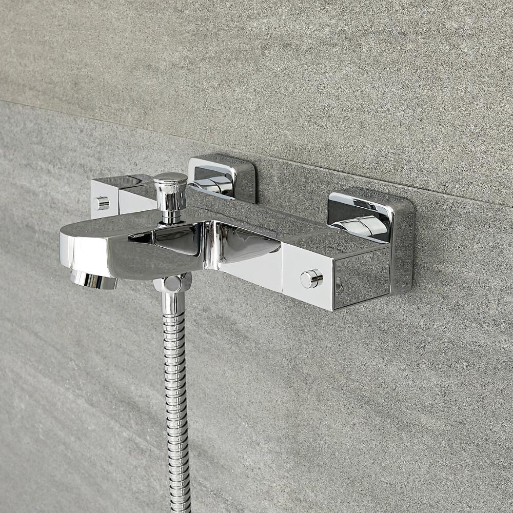 Milano Arvo - Modern Thermostatic Bath Shower Mixer Tap with Anti Scald - Chrome