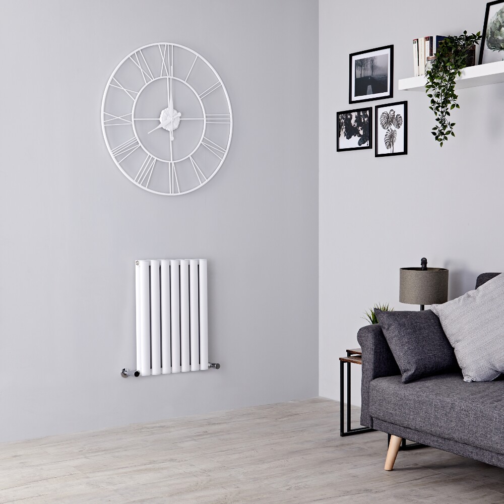 Milano Aruba Aiko - White Horizontal Designer Radiator - 600mm x 415mm (Double Panel)