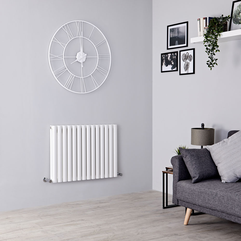Milano Aruba Aiko - White Horizontal Designer Radiator - 600mm x 834mm (Double Panel)