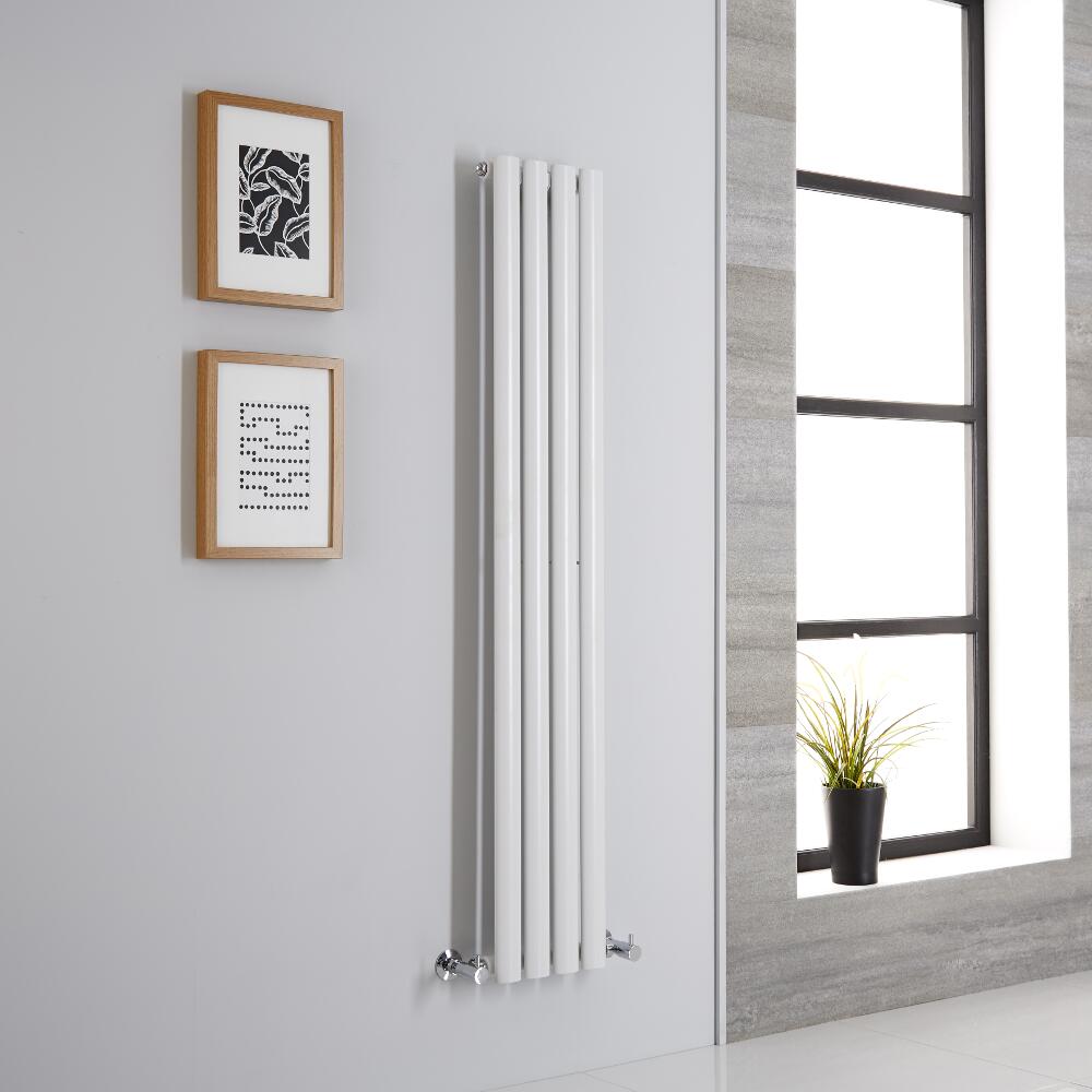 Milano Aruba - White Vertical Designer Radiator - 1400mm x 236mm