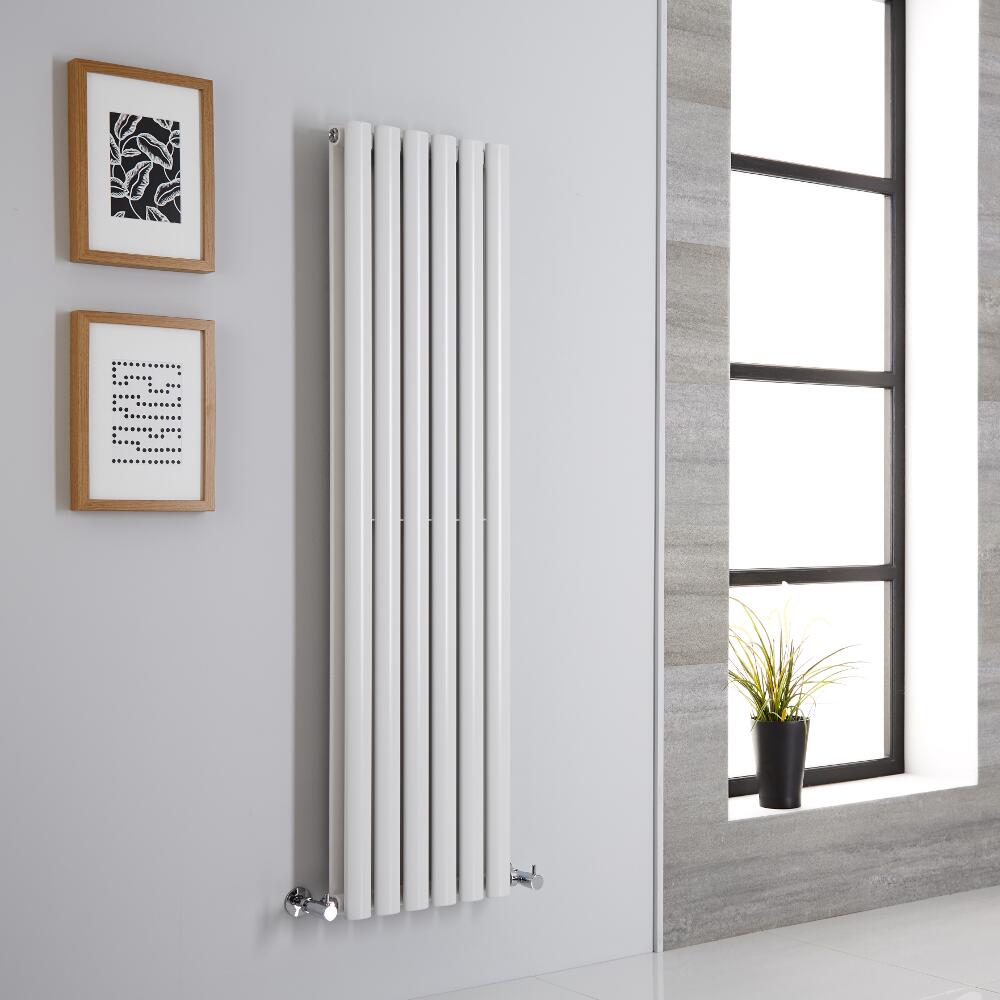 Milano Aruba Aiko - White Vertical Designer Radiator - 1400mm x 354mm (Double Panel)