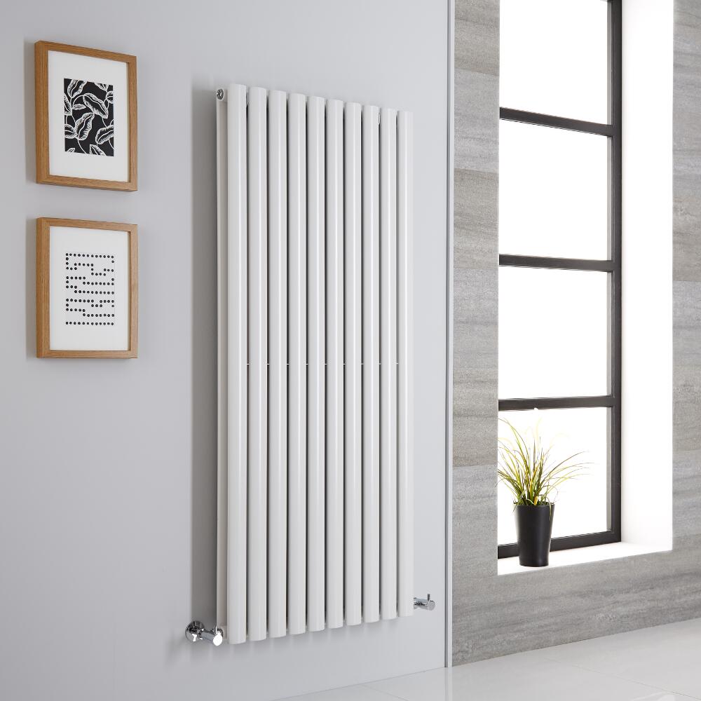 Milano Aruba Aiko - White Vertical Designer Radiator - 1400mm x 590mm (Double Panel)