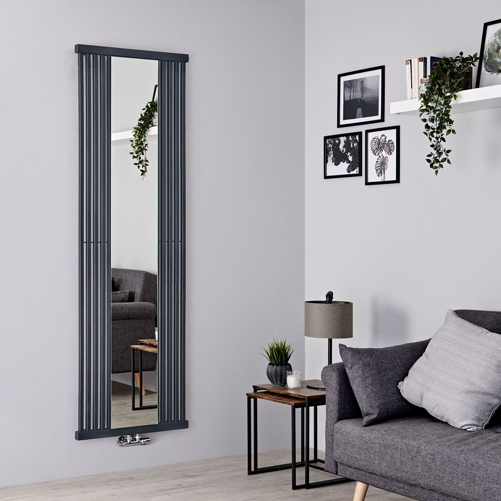 Terma Intra - Stone Vertical Designer Radiator With Mirror - 1700mm x 640mm