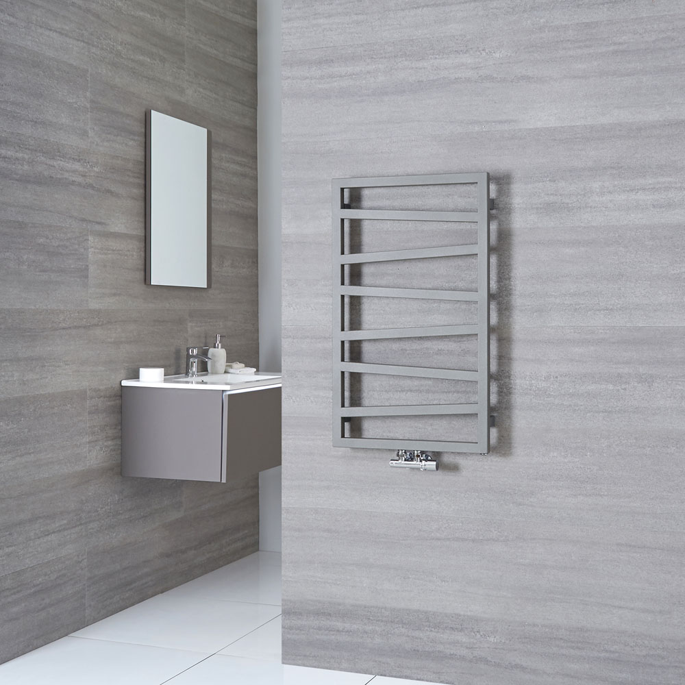 Terma ZigZag - Silver Vertical Heated Towel Rail - 835mm x 500mm