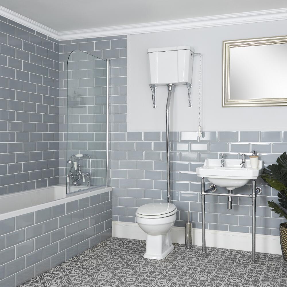 Milano Richmond - Traditional High Level Toilet and Washstand Basin Set