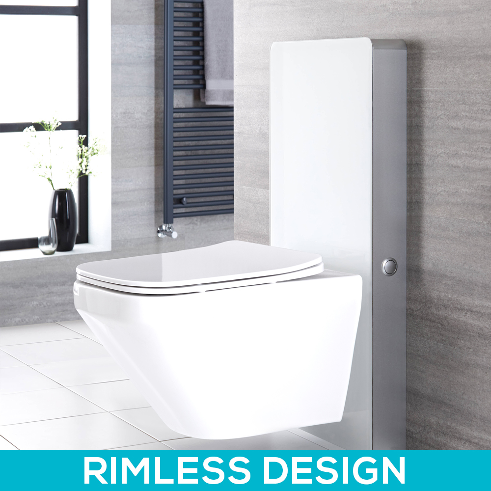 Milano Arca - White 500mm Complete WC Unit with Longton Rimless Toilet