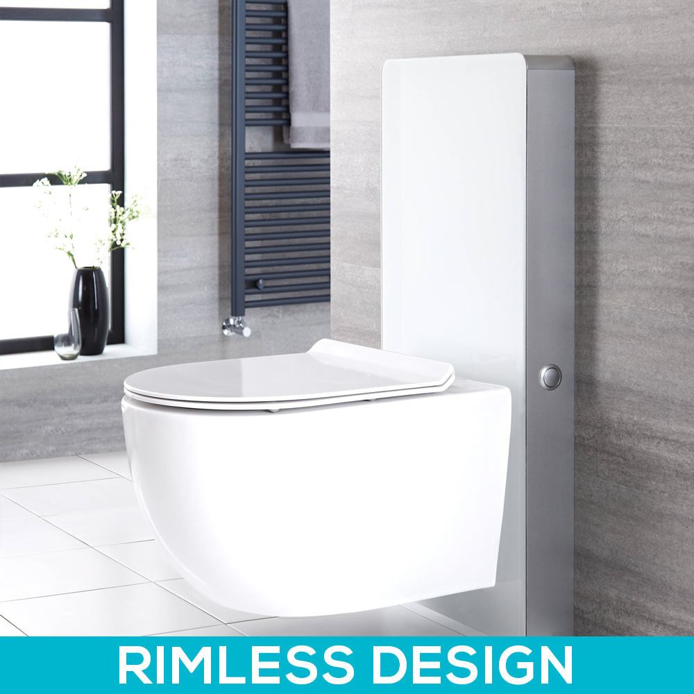 Milano Arca - White 500mm Complete WC Unit with Overton Rimless Toilet
