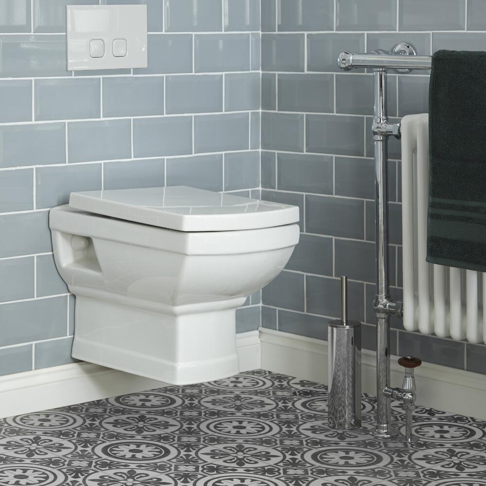 Milano Sandringham - Traditional Wall Hung Toilet with Wall Frame and Choice of Flush Plate