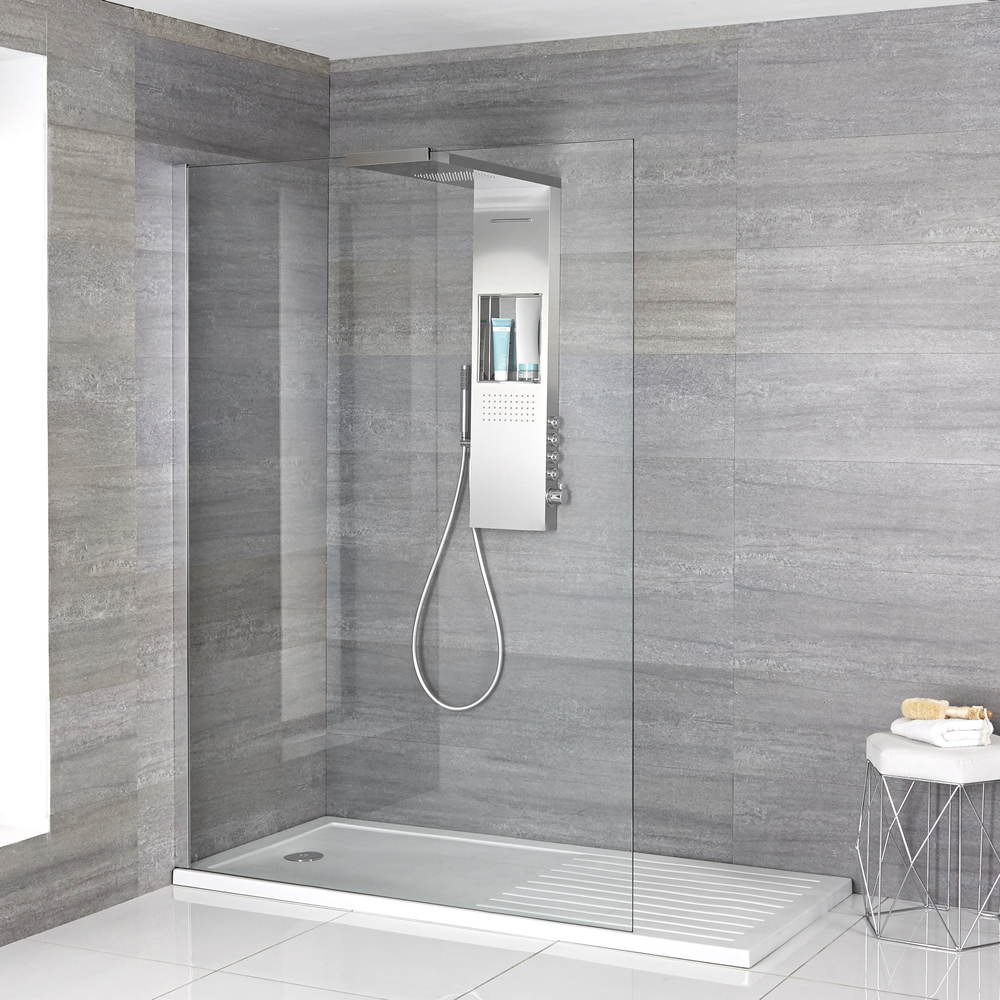 Milano Vaso - Complete Walk-In Shower Enclosure with Walk-In Tray and Shower Tower