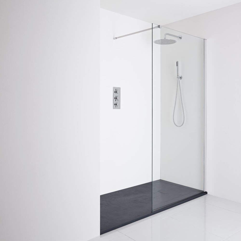 Milano Portland Recessed Walk-In Shower Enclosure (1400 x 800mm) - Inc. Slate Tray