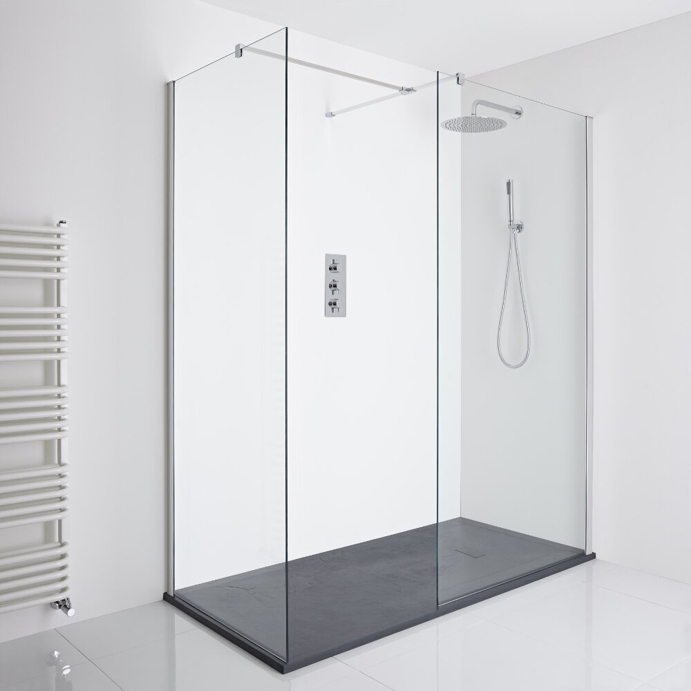 Milano Portland Corner Walk-In Shower Enclosure (1700 x 800mm) - Inc. Slate Tray