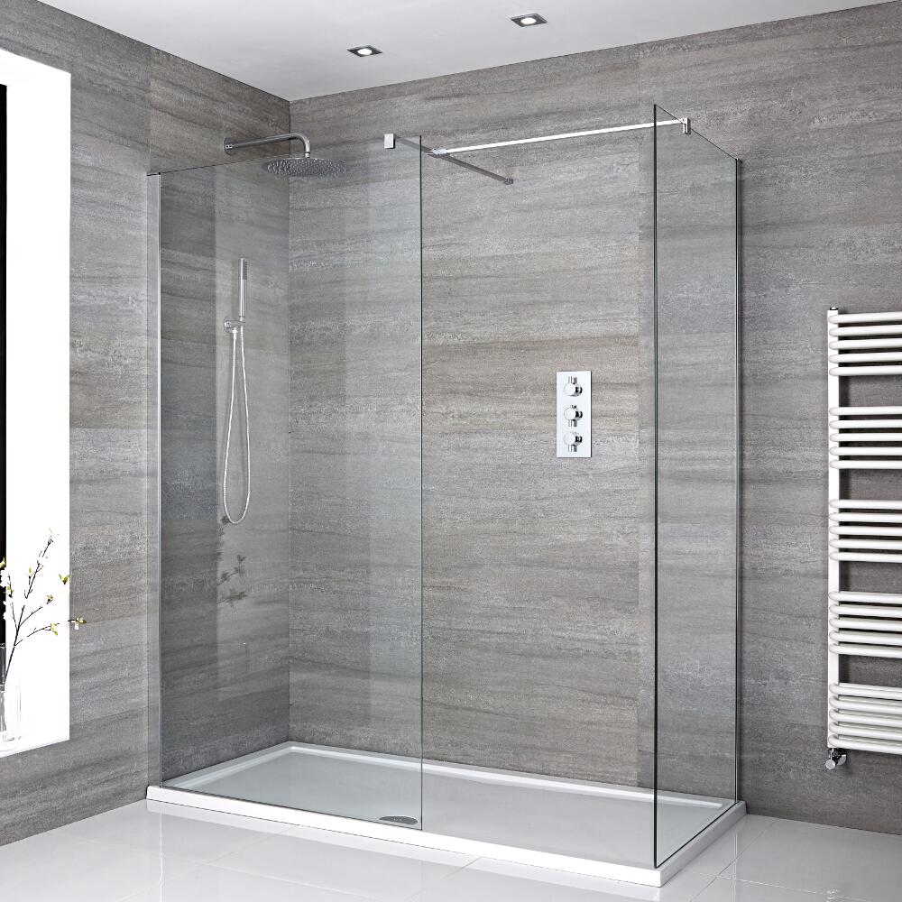 Milano Portland - Corner Walk-In Shower Enclosure with Tray - Choice of Sizes