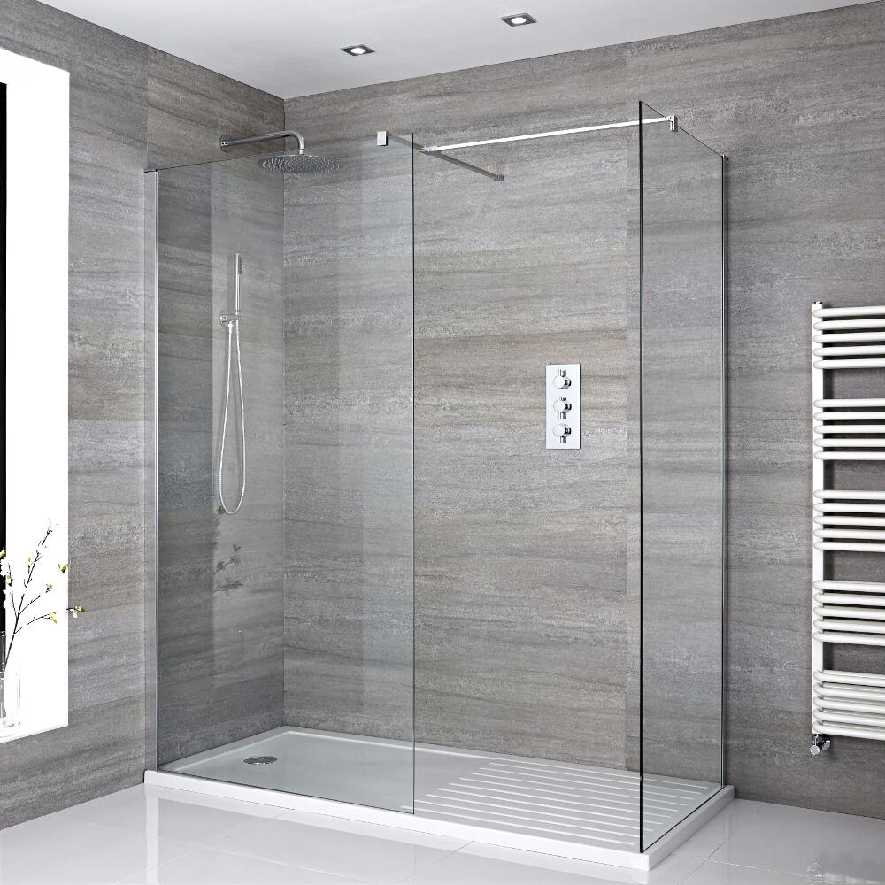 Milano Portland - Corner Walk-In Shower Enclosure with Walk-In Tray - Choice of Sizes