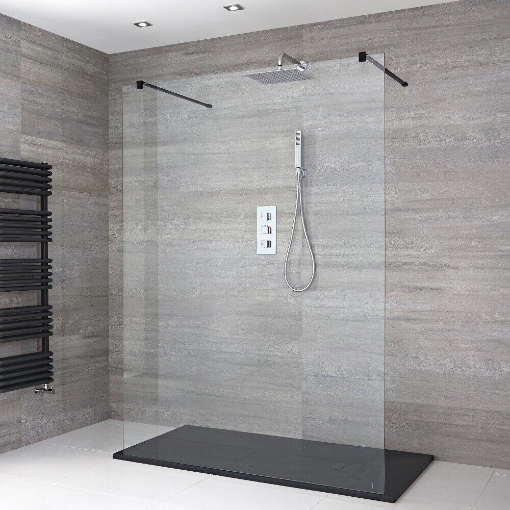 Milano Nero - Walk-In Shower Enclosure with Slate Tray - Choice of Sizes