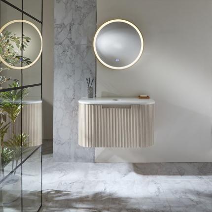 Milano Chalton - Curved Wall Hung Fluted Vanity Unit - Choice of Finish, Size and Basin