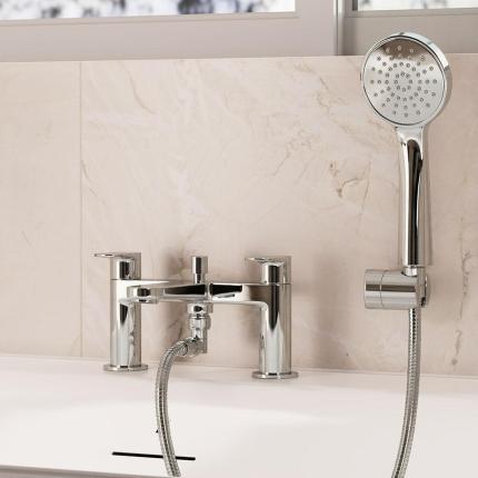 Crosswater Drift - Deck Mounted Bath Shower Mixer Tap with Hand Shower - Choice of Finish