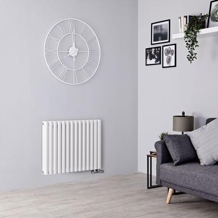 Milano Aruba - Side Connection Horizontal Designer Radiator - Double Panel - White