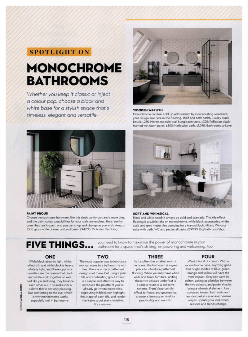 Magazine feature in RealHomes magazine featuring the traditional bathroom furniture 