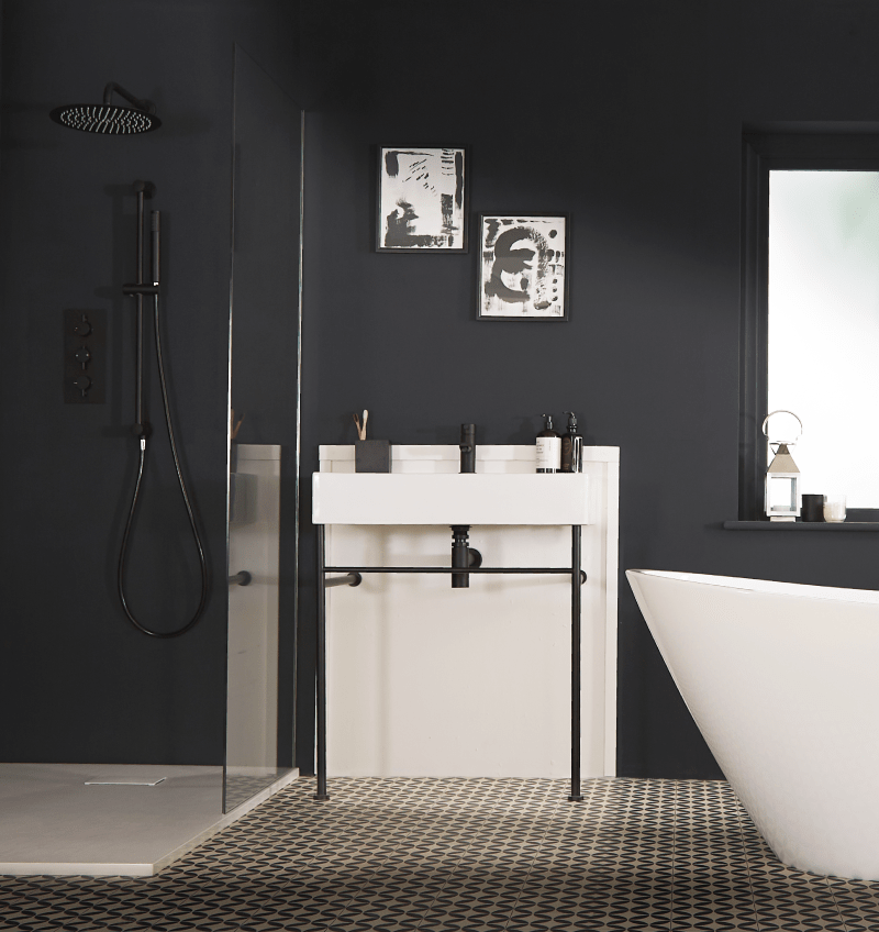 Milano Nero black sliding shower door with choice of sizes and side panel