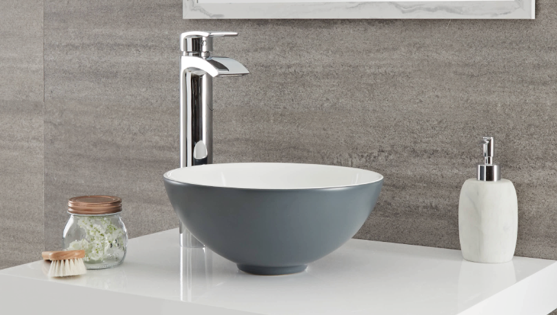 Milano Altcar stone grey modern round countertop basin